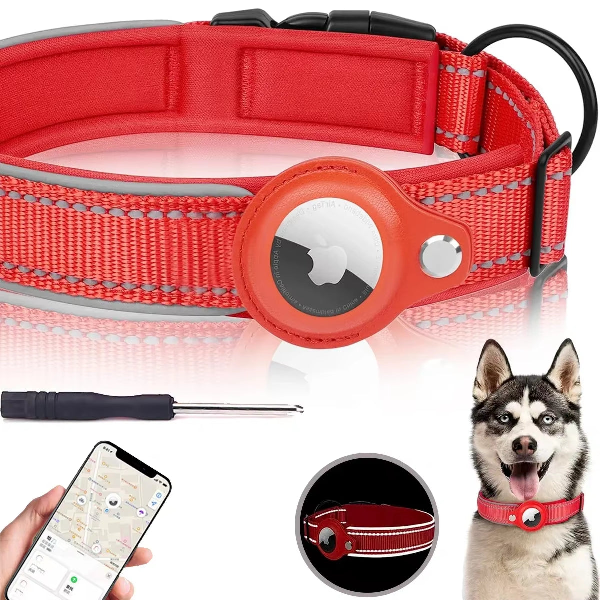 New for Apple Airtag Pet Dog Collar Anti-Lost Reflective Protective Tracker Waterproof for Pet Dog Cat Dog Positioning Collar