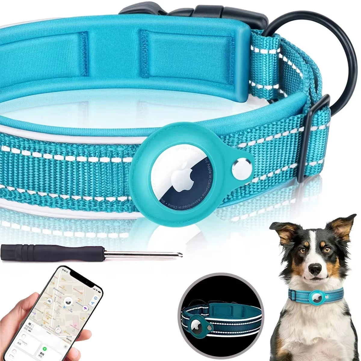 New for Apple Airtag Pet Dog Collar Anti-Lost Reflective Protective Tracker Waterproof for Pet Dog Cat Dog Positioning Collar