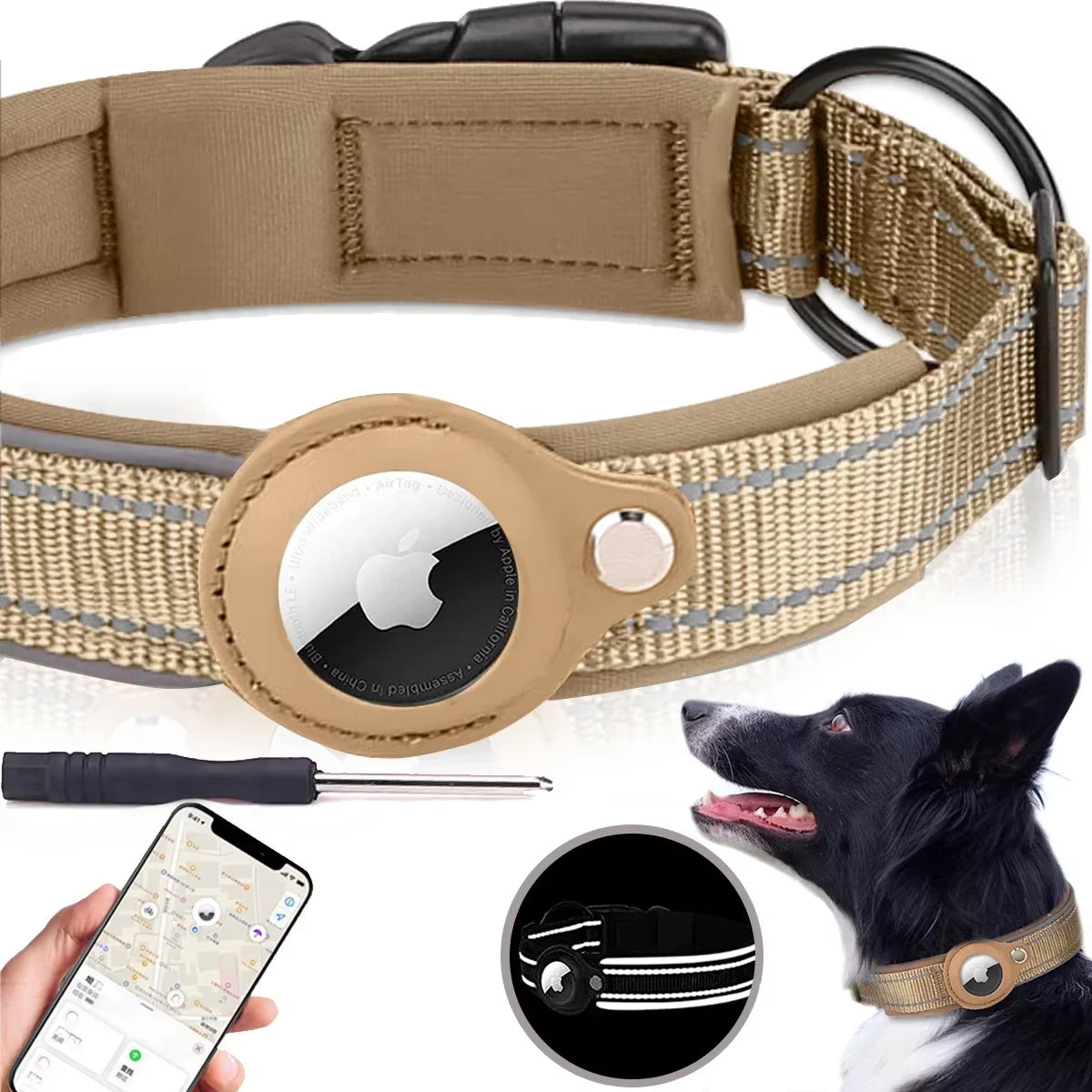 New for Apple Airtag Pet Dog Collar Anti-Lost Reflective Protective Tracker Waterproof for Pet Dog Cat Dog Positioning Collar