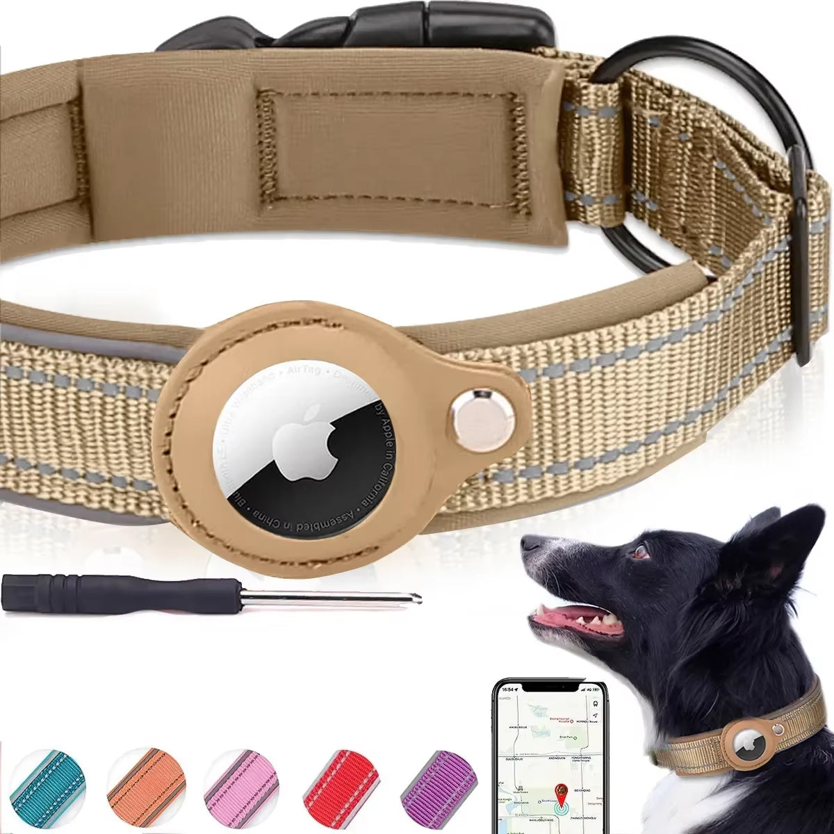 New for Apple Airtag Pet Dog Collar Anti-Lost Reflective Protective Tracker Waterproof for Pet Dog Cat Dog Positioning Collar