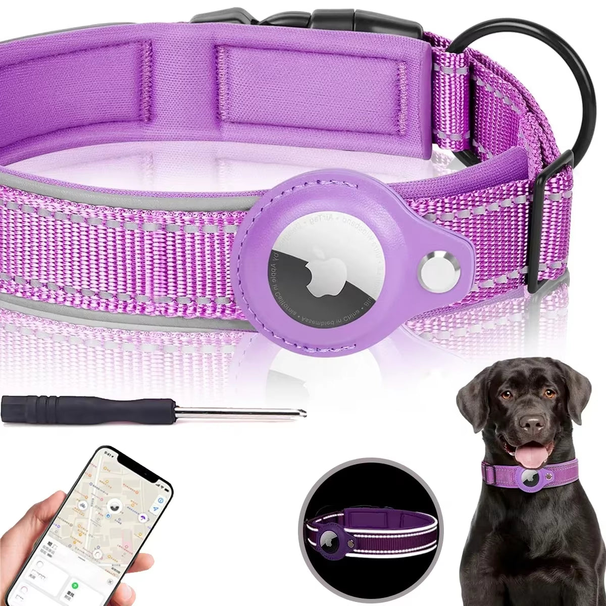New for Apple Airtag Pet Dog Collar Anti-Lost Reflective Protective Tracker Waterproof for Pet Dog Cat Dog Positioning Collar