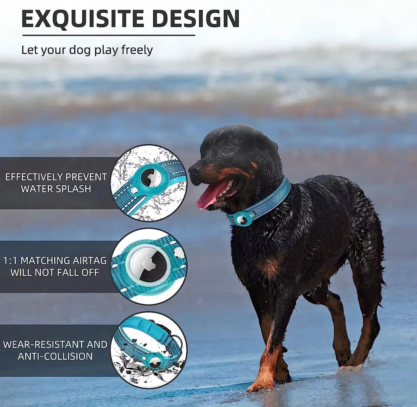New for Apple Airtag Pet Dog Collar Anti-Lost Reflective Protective Tracker Waterproof for Pet Dog Cat Dog Positioning Collar