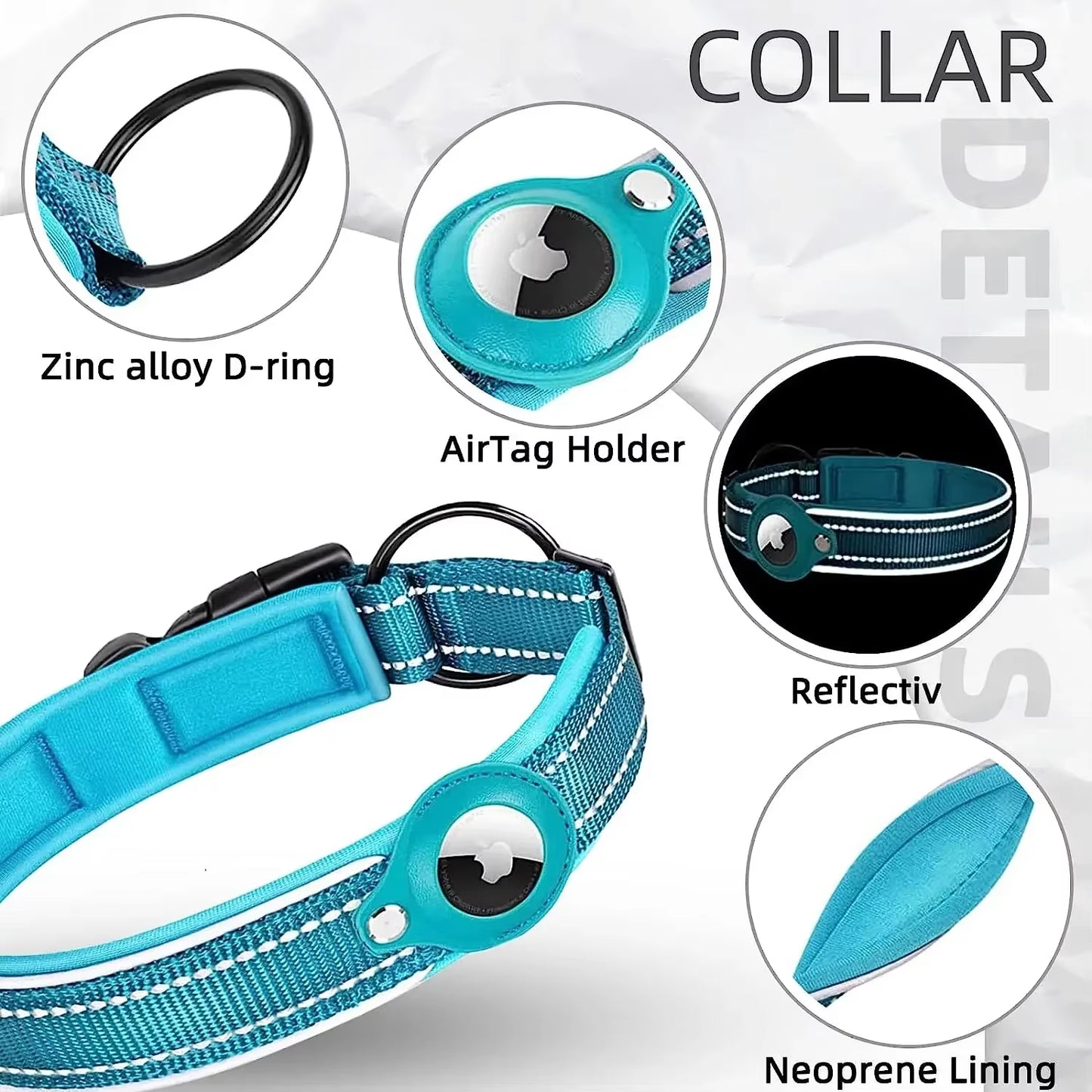 New for Apple Airtag Pet Dog Collar Anti-Lost Reflective Protective Tracker Waterproof for Pet Dog Cat Dog Positioning Collar