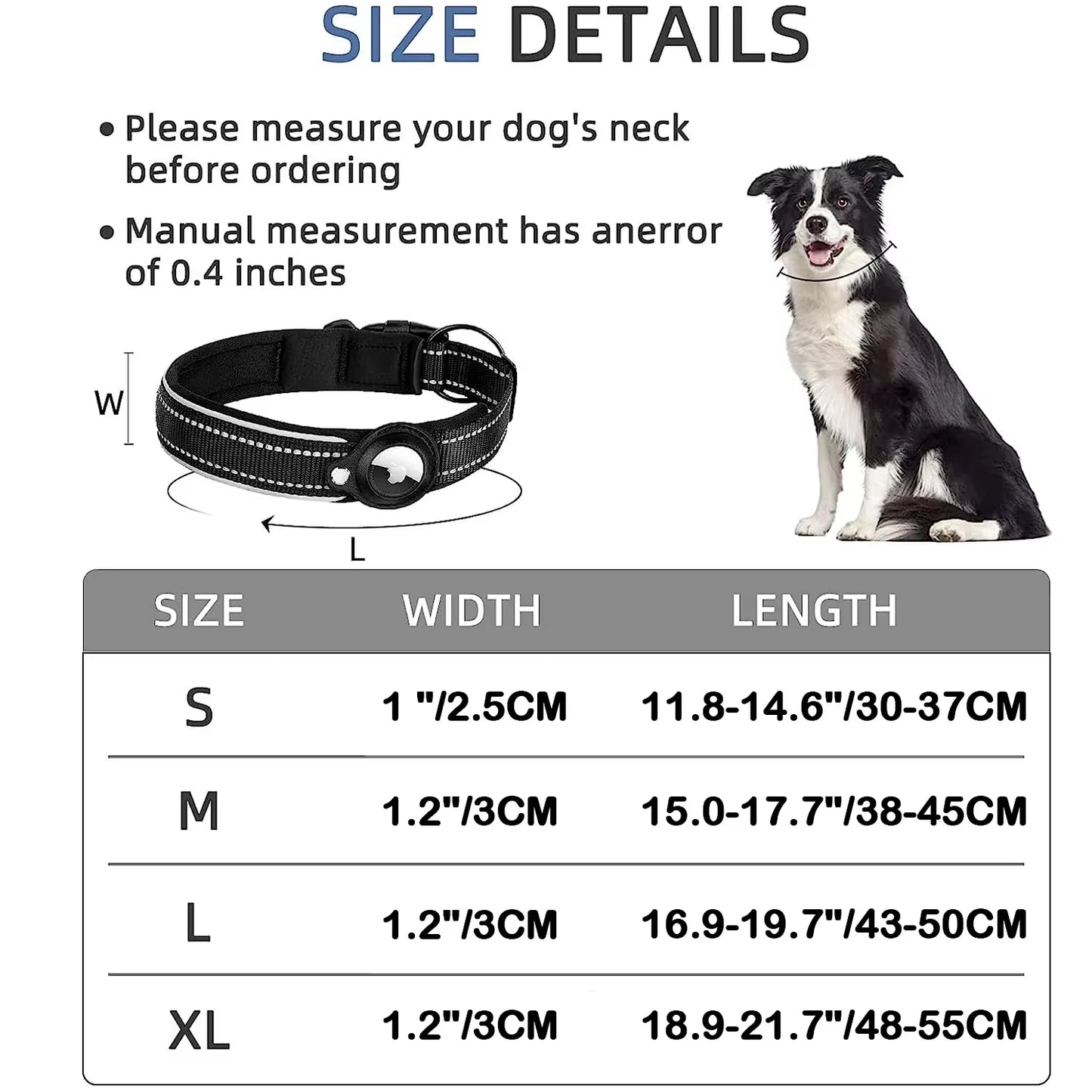 New for Apple Airtag Pet Dog Collar Anti-Lost Reflective Protective Tracker Waterproof for Pet Dog Cat Dog Positioning Collar